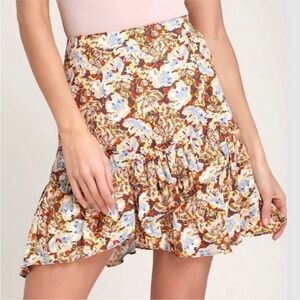 Free People Nadia Mini Floral Ruffle Faux Wrap Skirt Boho size 4